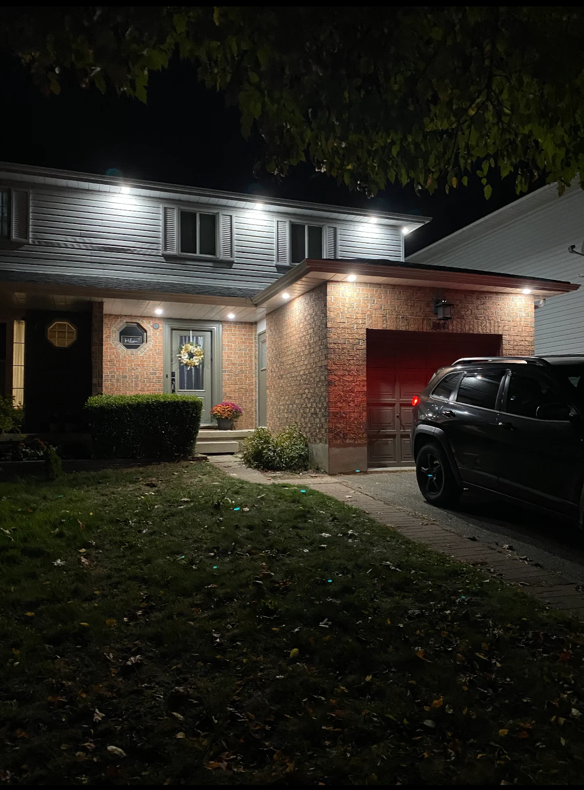 Helen's soffit pot light installation — first photo